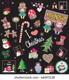 Set of cute Christmas design elements.