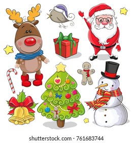 Set of Cute Christmas design elements on a white background