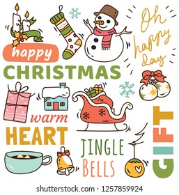 Set of cute Christmas doodle background