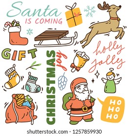 Set of cute Christmas doodle background