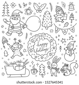 Set of cute Christmas doodles