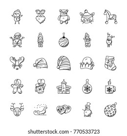 
Set of Cute Christmas Doodles 
