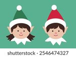 Set of cute Christmas elf head flat stock vector illustration.
Santa