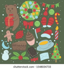 Set of cute christmas graphic 