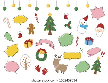 Set of cute Christmas handwritten style illustration materials