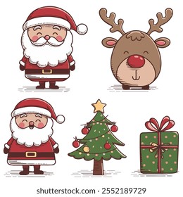 A set of Cute Christmas icons