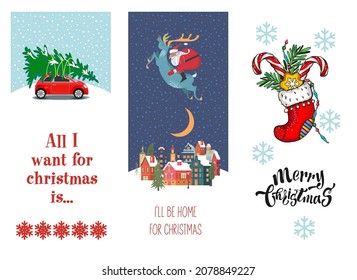 A set of cute Christmas illustrations.