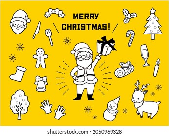 A set of cute Christmas illustrations that can be used for Christmas cards, etc.
