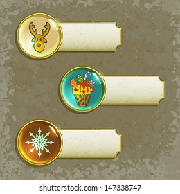 set of cute christmas labels, vector illustration, eps10