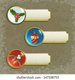 set of cute christmas labels, vector illustration, eps10