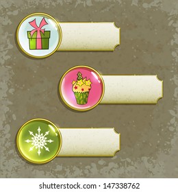 set of cute christmas labels, vector illustration, eps10