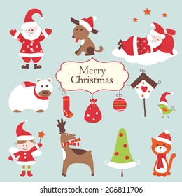 Set of cute Christmas objects. Part 2.