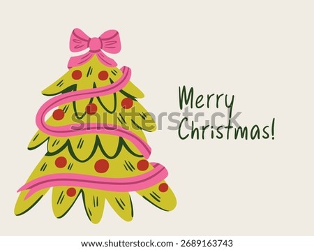 Set of cute Christmas posters in doodle style. Hand-drawn festive designs with trees, snowflakes, and ornaments. Perfect for holiday decoration, cards, invitations, and cozy winter gifts