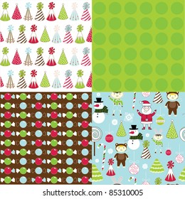 set of cute Christmas seamless patterns