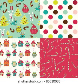 set of cute Christmas seamless patterns