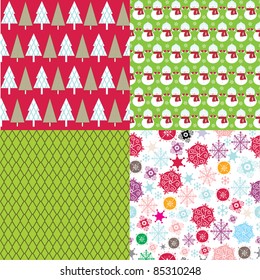 set of cute Christmas seamless patterns