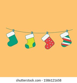 Set of Cute Christmas Socks Vector Xmas