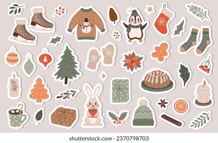 A set of cute Christmas stickers