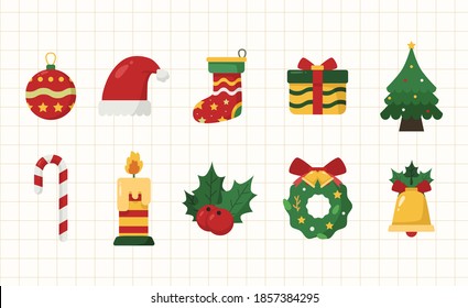Set of Cute Christmas Vector Elements