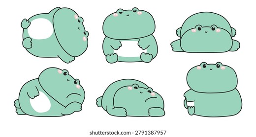 Set cute chubby green