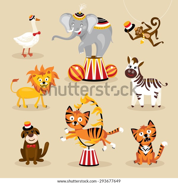 Set Cute Circus Animals Vector Illustration Stock Vector (Royalty Free ...