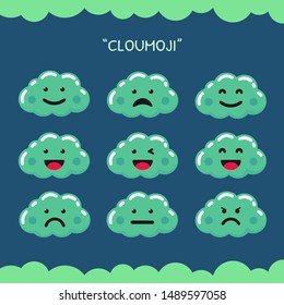Set of cute cloud characters, Vector