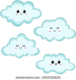 Set of Cute Clouds Vector Illustration