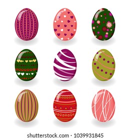 Set of cute colored Easter eggs. Vector illustration