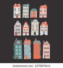 Un conjunto de casas de colores bonitos
