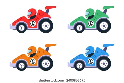 conjunto de coches de carreras de colores bonitos. ilustración vectorial plana.