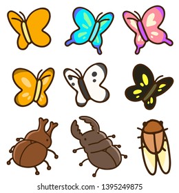 Set of cute and colorful bugs