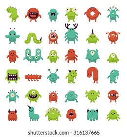 Set Cute Colorful Cartoon Monsters Stock Vector (Royalty Free ...