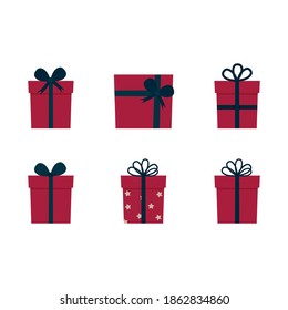 Set of Cute Colorful Christmas Presents.