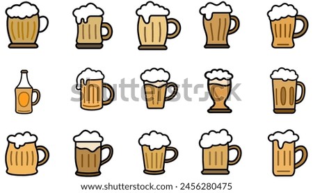 Set of cute, colorful draft beer icons.