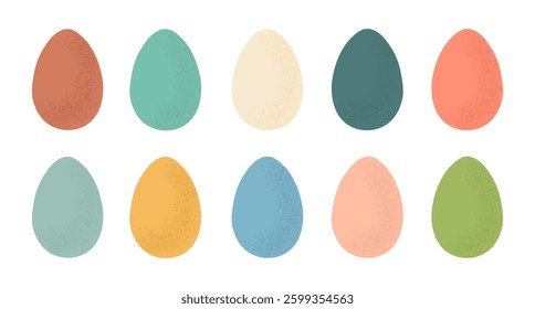 Set of cute colorful Easter eggs. Traditional religious Easter symbols. Decorative elements collection. Vector illustration