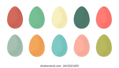 Set of cute colorful Easter eggs. Traditional religious Easter symbols. Decorative elements collection. Vector illustration