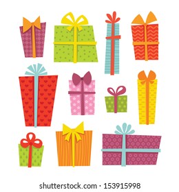 Set of cute colorful gift boxes in vector