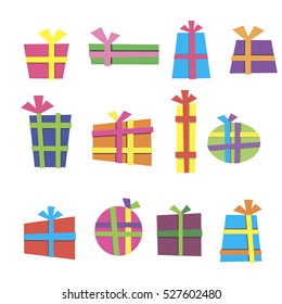 Set of cute colorful gift boxes in vector