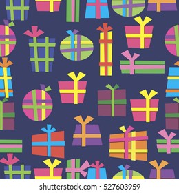 Set of cute colorful gift boxes in vector pattern