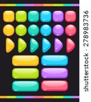 Set of cute colorful glossy buttons, vector items for game or web design