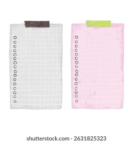 Set cute colorful gray pink bullets memo notepad sticky notes to do list post it crayon watercolour kids doodle illustration pastel color digital planner journal sticker reminder message clipart