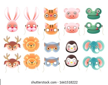 Set of cute colorful kid animals mask, for holiday
