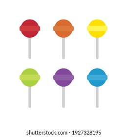 A set of cute and colorful lollipop icon illustrations.