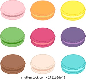 Conjunto de adorables y coloridos macarones