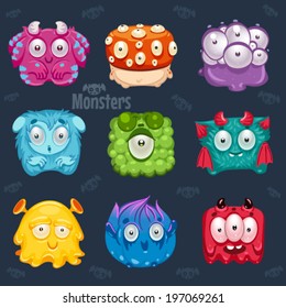 Set of cute colorful monsters.