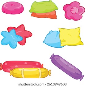 Set of cute colorful pillows