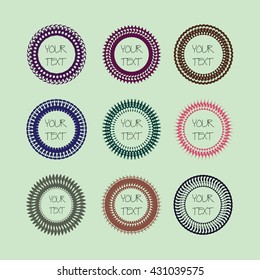 Set of cute colorful round shape frames. All frames are separate and easy to edit.
