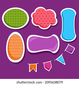 set of cute colorful speech bubbles  in doodle style