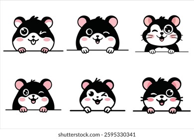 Set of cute colorful spring cats storable sweet cat vector illustrations for seasonal designs