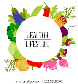 Set with cute colorful vegetables. Vegetables flat icons set: beet, carrot, cabbage, radish, eggplant, peas, beans, broccoli .
